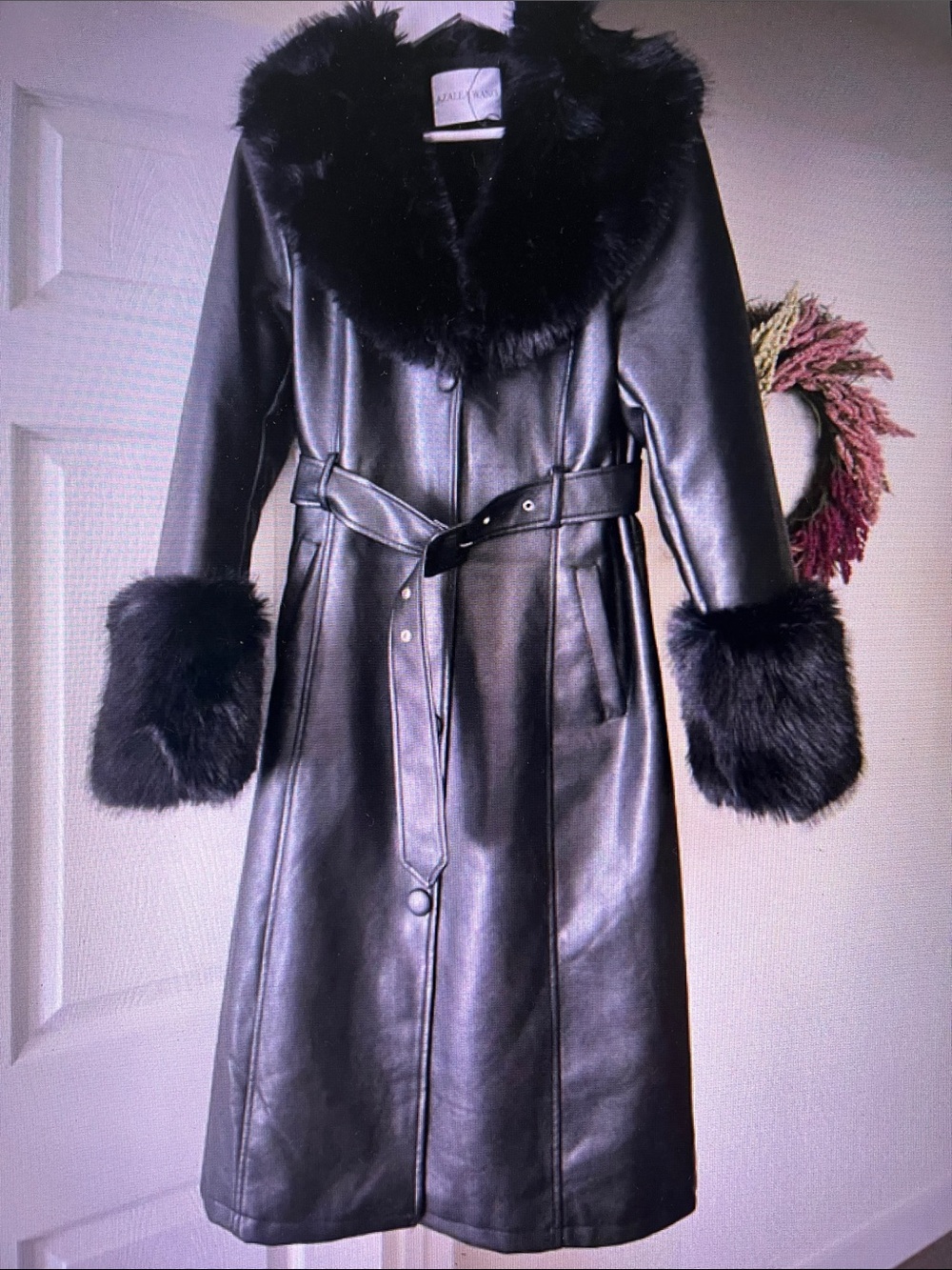 Ladies Azalea Wang Black faux leather coat size L